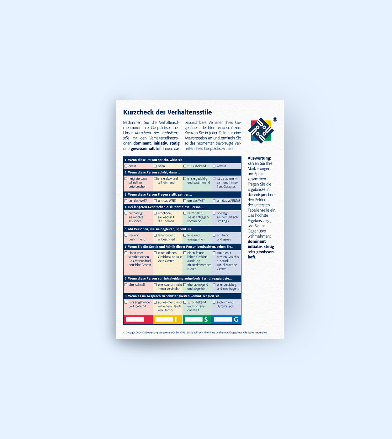 Short check list of behavioral styles (50 pieces) Short check list of behavioral styles (50 pieces)